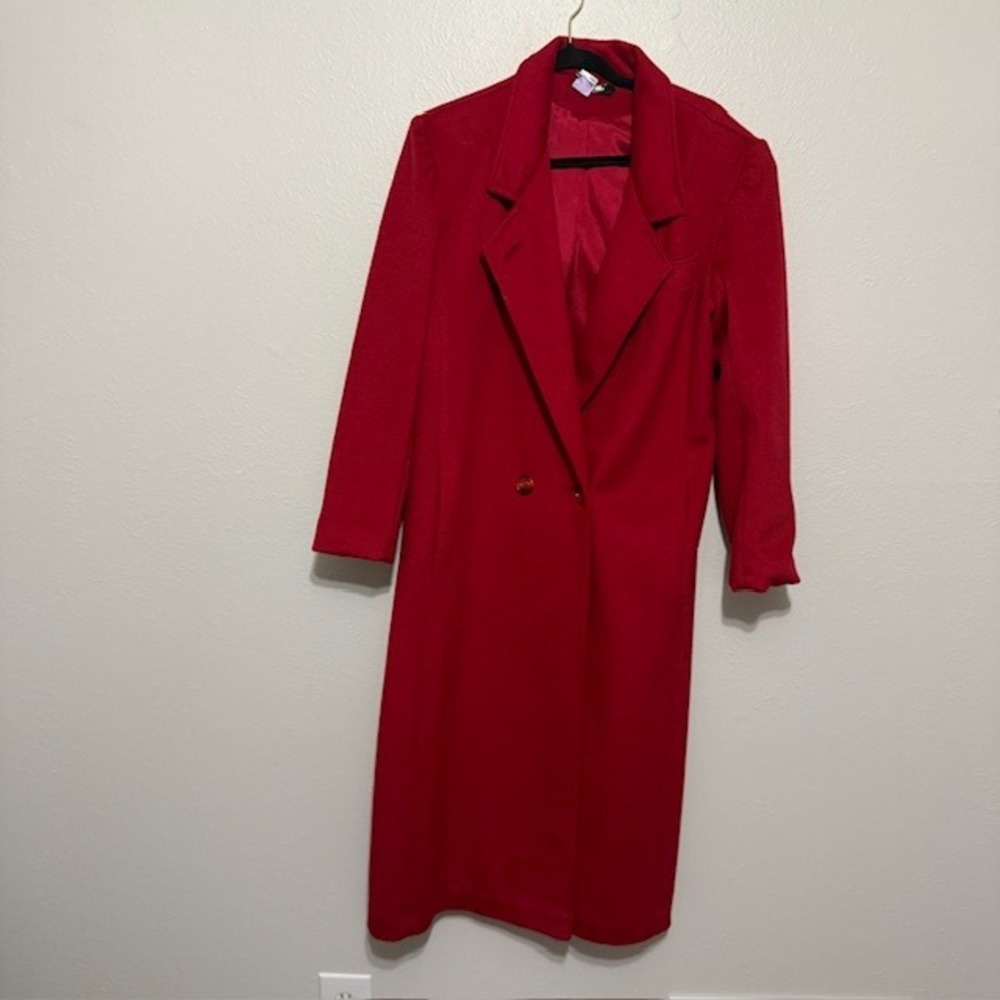 Vintage Donnybrook Red Wool Blend Long Coat Made in USA Size 8